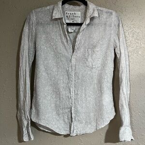 Frank & Eileen Barry Linen Button Up Shirt Grey Floral Size XS